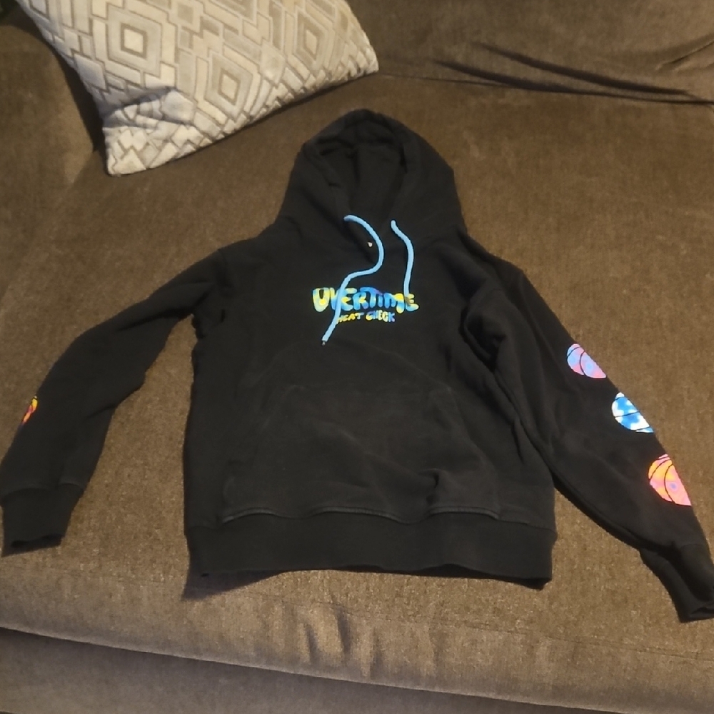 Overtime Black Hoodie with Colorful Graphics